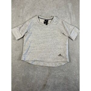 Adidas short sleeve sweatshirt‎ Heather white gray medium Women's